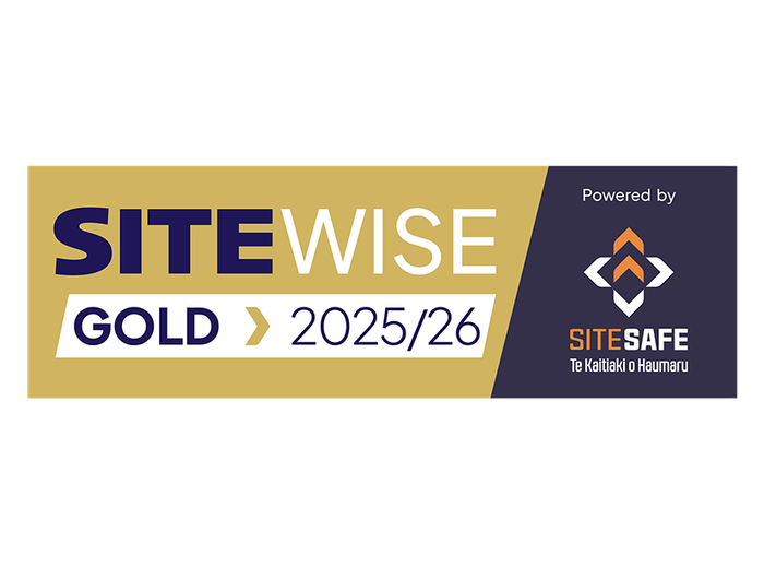 SiteWise Gold 2025/26 accreditation badge, powered by Site Safe